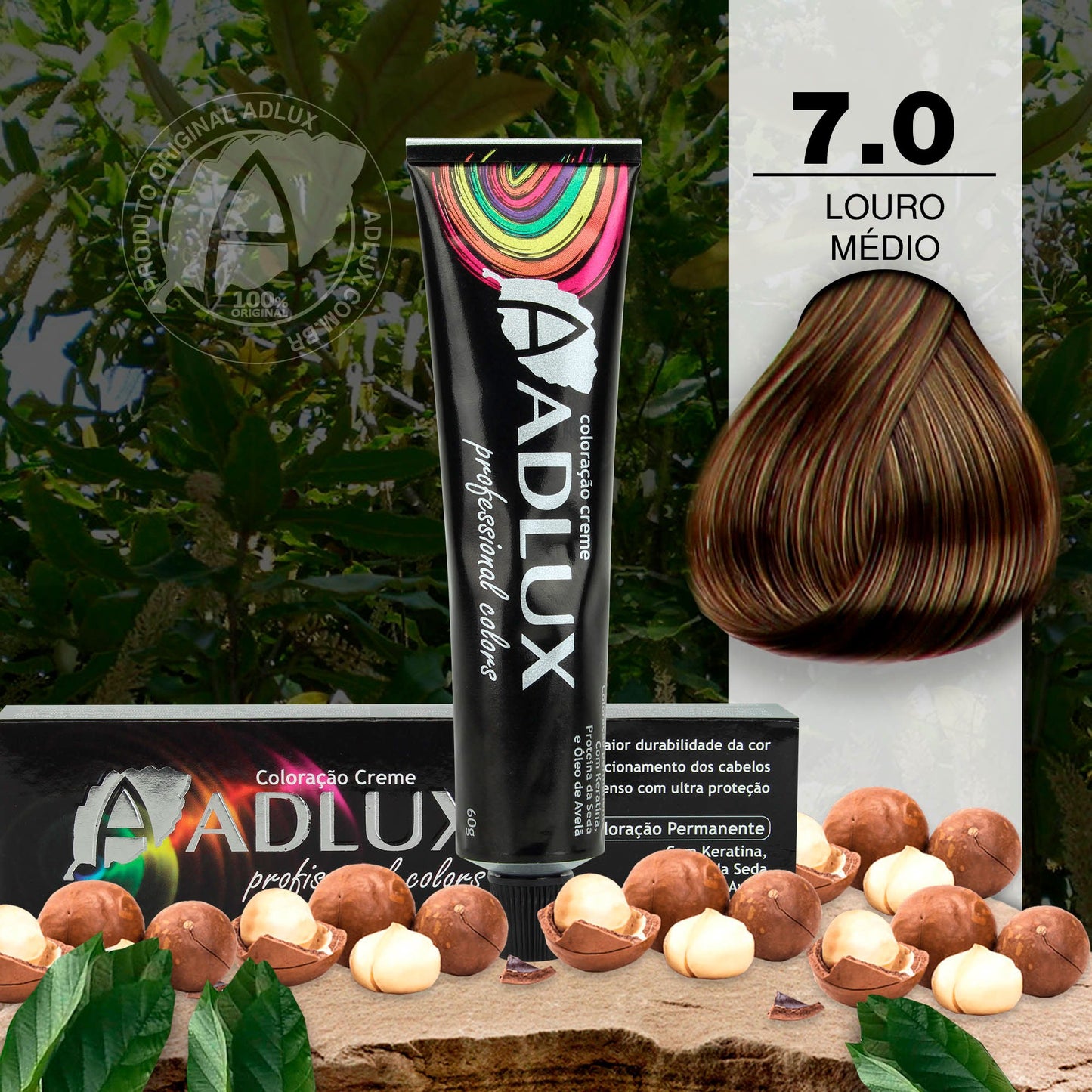 Coloração Creme Adlux 7.0 Louro Médio - 60g