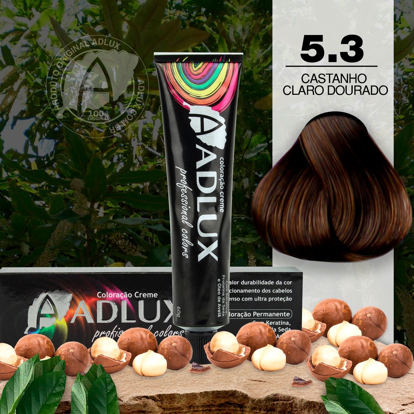 Coloração Creme Adlux 5.3 Castanho Claro Dourado - 60g